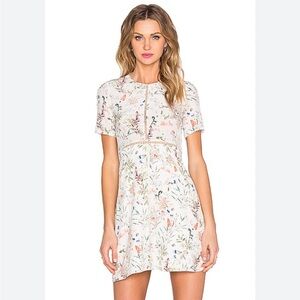 The Kooples white silk floral botanical print dress size XXS‎